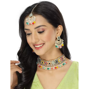 Bohemian Vintage <b>Mirror</b> Choker Multicolor Stainless Steel Copper Zircon Pearl Diamond Lady's Bridal Jewelry Set for Party Gift - Product Image 1