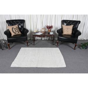 พรมตุรกีสไตล์วินเทจสมัยใหม่ ขนาด 3.5 x 4.8 ฟุต สีขาว ทำจากขนสัตว์และหญ้าทะเล ด้านหลังทำจากยางพารา ตกแต่งแบบ Patchwork เป็นมิตรกับสิ่งแวดล้อม ลายแบบดั้งเดิม ขนาดใหญ่สำหรับวัยรุ่น - Product Image 2