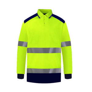 Polo à manches longues haute visibilité orange et vert citron avec bandes réfléchissantes pour le travail - Product Image 2