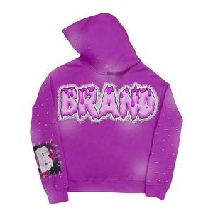 Sweat à capuche surdimensionné pour homme, design personnalisé, en molleton de coton/polyester délavé vintage, poche brodée, respirant, couleur unie - Product Image 6