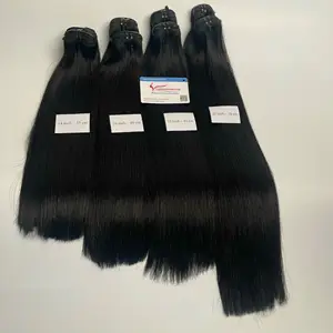Bone straight 8 to 34 inches natural black Weft high resistant no fiber with human hair bundles