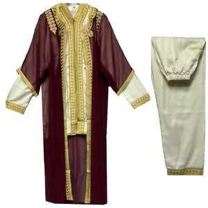 Marocain Hommes 3 Pièces Thobe Jabador Djellaba Jubba Robe Longue - Product Image 1