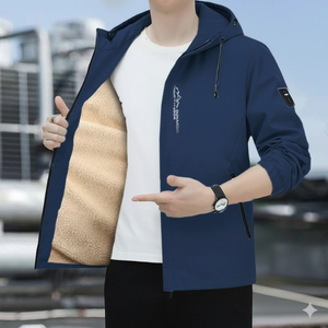 Chaqueta Cortavientos con Capucha y Forro Polar de Lona para Invierno Knjoy Repabi, Cálida, Impermeable, Interior Térmico Suave, Ajuste Casual para Hombre - Product Image 2