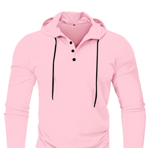 Sweat à capuche Slim Fit pour hommes, sports de plein air, sweat-shirt décontracté à manches longues, respirant, avec capuche à cordon de serrage et design de t-shirt - Product Image 1