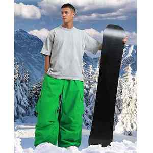 กางเกงสกีผ้าฝ้ายแบบฟรีสไตล์ OEM แบบกำหนดเอง กันลม กันน้ำ น้ำหนักเบา ไซส์ใหญ่ ทรงหลวม ซับในผ้ายีนส์ สำหรับเล่นสโนว์บอร์ด - Product Image 4