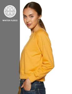 Sudadera Corta de Mujer con Forro Polar y Mezcla de Algodón, Cuello Redondo, Corte Regular, Estilo Casual, Manga Larga, para Otoño, Primavera e Invierno - Product Image 2