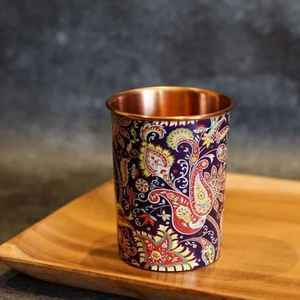 Decorative Printed Eco-Friendly Copper Water Drinking Glass Premium Coating Large Capacity for Barware Home Use Wholesale Price - Product Image 4