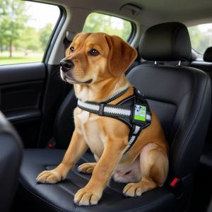 Ceinture de sécurité pour chien bicolore avec bandes réfléchissantes doubles - Product Image 3