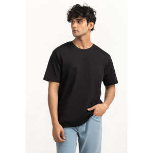 Camiseta Oversize de Corte Regular y Estilo Moderno MN-TS-WS25-028, Jersey de Algodón/Bambú de Alto Gramaje, Comprimido con Estampado Gráfico, Largo Extendido - Product Image 5