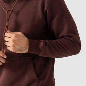 Sweat à capuche à manches longues pour hommes personnalisé en mélange de coton sweat chaud sweat à capuche de sport marron avec poches pour l'automne et l'hiver - Product Image 4