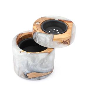 Verde hecho a mano epoxi Bakhoor quemador Ramadán especial epoxi Bakhoor incienso tendencia verde epoxi y madera redonda Bakhoor regalo - Product Image 1