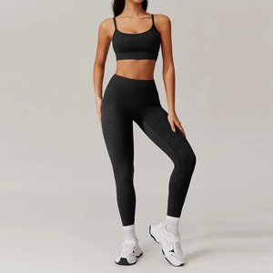 Customize Stylish Plain Yoga <b>Set</b> 2025 New Gym Bra Yoga <b>Leggings</b> <b>Set</b> Premium Quality Women Yoga <b>Set</b> - Product Image 3
