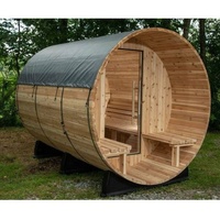 Sauna Panorama Luar Ruangan Kayu Cedar Merah Solid Modern dengan Panel Kontrol Komputer, Kapasitas 6-8 Orang, Garansi 3 Tahun, 6/9KW
