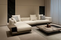 Canapé sectionnel Ferragosto-Canapé rembourré de luxe moderne avec accoudoirs larges et plateaux latéraux | Salon contemporain et sièges d'hôtel