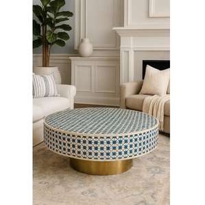 Table basse traditionnelle en os incrusté, faite à la main, motif floral, en bois, pour la décoration intérieure, très demandée, disponible pour la livraison mondiale - Product Image 1