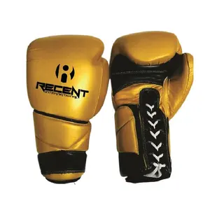 金色黑色拳击拳击手套顶级定制设计牛皮牛皮男士PK系带