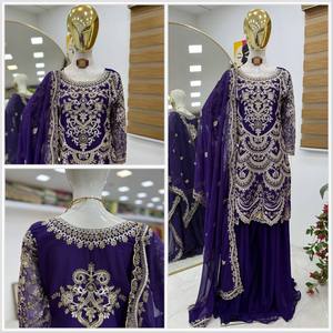 Women's Best Quality New Designer Party <b>Top</b> Pallazo & Dupatta Set by TENNECY-Reversible Quick Dry All Seasons - Product Image 5