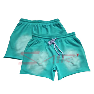 Men's Three-Quarter Acid Wash Sun Faded Canvas Shorts <b>Drawstring</b> Closure Custom Logo Breathable Street Wear Knitted Weaving - Product Image 3