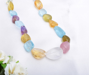 Collar de Piedras Preciosas Mixtas Lisas, 18 Pulgadas, Cuentas Lisas de Piedras Preciosas Mixtas Naturales para la Elaboración de Joyería Fina - Product Image 5