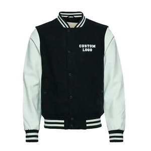 Chaqueta de béisbol con estampado de logotipo personalizado para hombre, ropa de calle deportiva informal lisa en blanco, chaqueta universitaria buena - Product Image 2