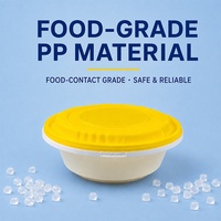 Bol jetable rond anti-effraction pour plats à emporter, récipient à soupe en PP de qualité alimentaire avec étiquette personnalisée intégrée au moule