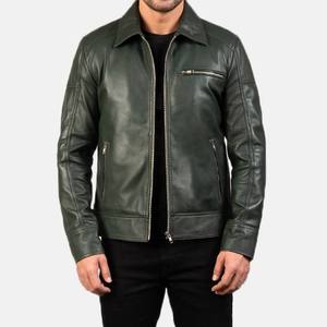Chaqueta de cuero de alta calidad para hombre con logotipo personalizado Chaqueta de cuero de manga larga con cuello vuelto para hombre - Product Image 1