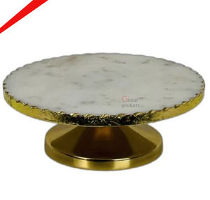Base para Pastel Redonda con Acabado Dorado, Diseño Elegante 2026, para Bodas, con Tapa de Mármol y Base de Metal - Product Image 5