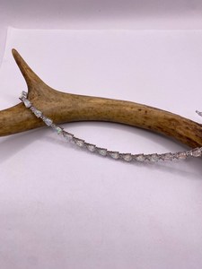 Pulsera de tenis de diseño minimalista de Plata de Ley 925 con piedra de corte de pera de ópalo simulado para ropa de fiesta de mujer regalo de Navidad - Product Image 3