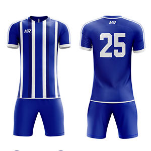 Uniformes de football et de football d'équipe personnalisés en bleu | Hommes Femmes Jeunes Tailles | Vêtements de sport légers à séchage rapide en gros - Product Image 1