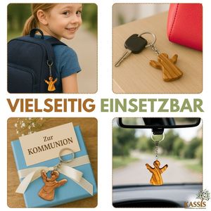 <b>Personalized</b> Olive Wood Guardian Angel <b>Keychain</b> 6 x 5 cm Custom Engraved Christian Gift Handmade in Bethlehem - Product Image 5