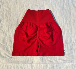 Short de gymnastique en satin taille haute pour femme respirant contrôle du ventre bout à bout entraînement Scrunch Yoga Shorts ceinture - Product Image 1