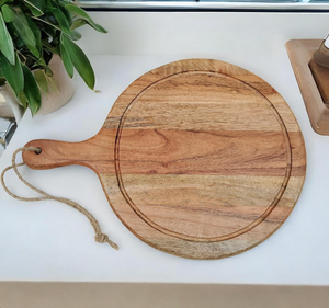 Tabla de cortar de madera profesional versátil de 15x11x0,75 pulgadas con mango redondo y ranura de jugo para bloques de cortar de uso doméstico - Product Image 3