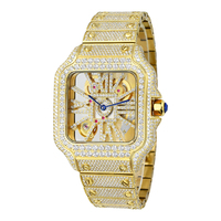 Montre pour homme en cristal de saphir, sertie de moissanite VVS effet glace, mouvement quartz suisse Ronda 1042, carrée, de luxe, style Hip Hop