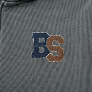 Heavyweight 370 GSM Terry algodón cremallera Sudadera con capucha tono gris textura suave personalizado chenille parche logo diseño básico Sudadera con capucha - Product Image 6