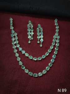 ENSEMBLE DE COLLIER DE MARIÉE EN DIAMANT AMÉRICAIN ET BOUCLES D'OREILLES CLASSIQUES ET DE HAUTE QUALITÉ ENSEMBLE DE BIJOUX DE MARIAGE POUR FEMMES DE STYLE CLASSIQUE - Product Image 6