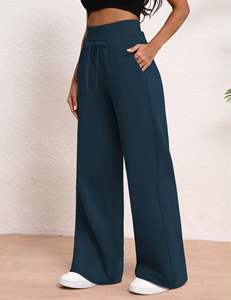 Pantalon de survêtement personnalisé à double taille pour femmes pantalon de survêtement ample plat taille haute pour femmes Jogging pour femmes vente en gros - Product Image 4