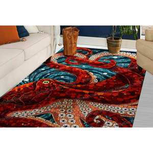 Tapis imprimé - Design vibrant de pieuvre pour la décoration de la salle à manger, tapis en chenille - Product Image 4