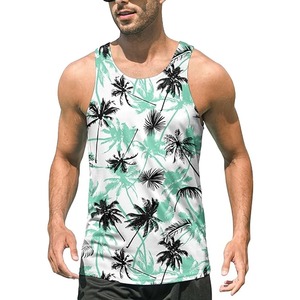 Venta al por mayor de camisetas sin mangas de verano para hombres 100% algodón Casual transpirable chaleco sin mangas Digital impreso patrón liso para correr en la playa - Product Image 1