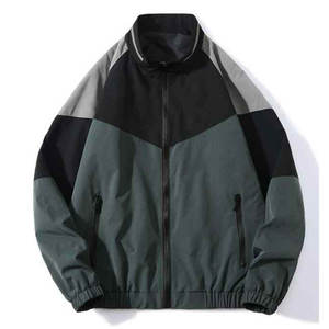 Broderie personnalisée Couleur contrastée Couture Fermeture éclair Streetwear Hip Hop Gym Vestes Casual Épaule tombante Baseball Vestes - Product Image 3
