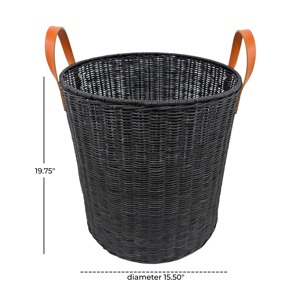 Cesta de Almacenamiento de Ratán Teñido de Negro, Hecha a Mano, Ecológica, Moderna, Rectangular, Multiusos, Hanoi - Product Image 2