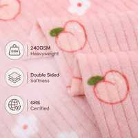 Tissu en polaire corail côtelé imprimé pêche rose 100 % polyester, textile tricoté en flanelle pour vêtements de nuit et couvertures