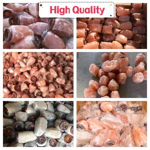 Lampe de bol de feu de sel de roche rose en cristal de l'Himalaya avec motif de fleurs sculptées 100% décor naturel comprenant des morceaux de sel - Product Image 5