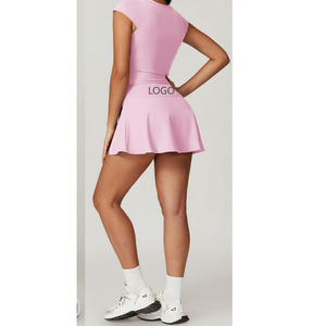 Pantalones cortos ajustados sin mangas, pantalones cortos transpirables al por mayor, conjuntos de tenis, trajes bonitos informales de verano para mujer, hombros caídos - Product Image 4