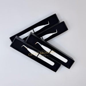 Diamant en poudre blanche, embout à 90 degrés en acier inoxydable, antimagnétique, antistatique, à dents lisses et courbées, pour cils en fibre 10mm - Product Image 3