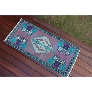 1.5x3.4 ft Vintage Rug, Turkish Rug, <b>Red</b> Moroccan <b>Wool</b> Rug - Product Image 3