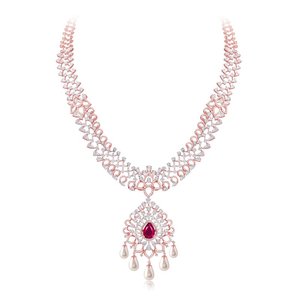 Nuevo Diseño de Última Moda, Juego de Joyería Fina de Oro Amarillo y Blanco de 14 Quilates, Collar con Diamantes de Corte Pera Geométrico para Regalo de Boda y Fiesta - Product Image 2