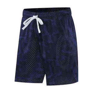 Short de gym fitness taille moyenne en maille personnalisé pour hommes léger polyester solide motif style décontracté écologique - Product Image 2