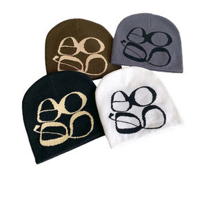 Bonnet en tricot graphique unisexe, bonnet d'hiver chaud, design jacquard, logo personnalisé, casquettes tendance Y2K avec motif de camouflage de dessin animé - Product Image 6