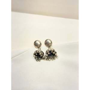 925 Silver Jhumka <b>Earrings</b> Tridha Plain Silver Cultural Collectible Jewelry - Product Image 1