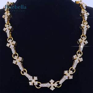 Venta caliente 925 plata esterlina 10mm Micro Pave cadena de eslabones cruzados para hombres joyería de moissanita - Product Image 3